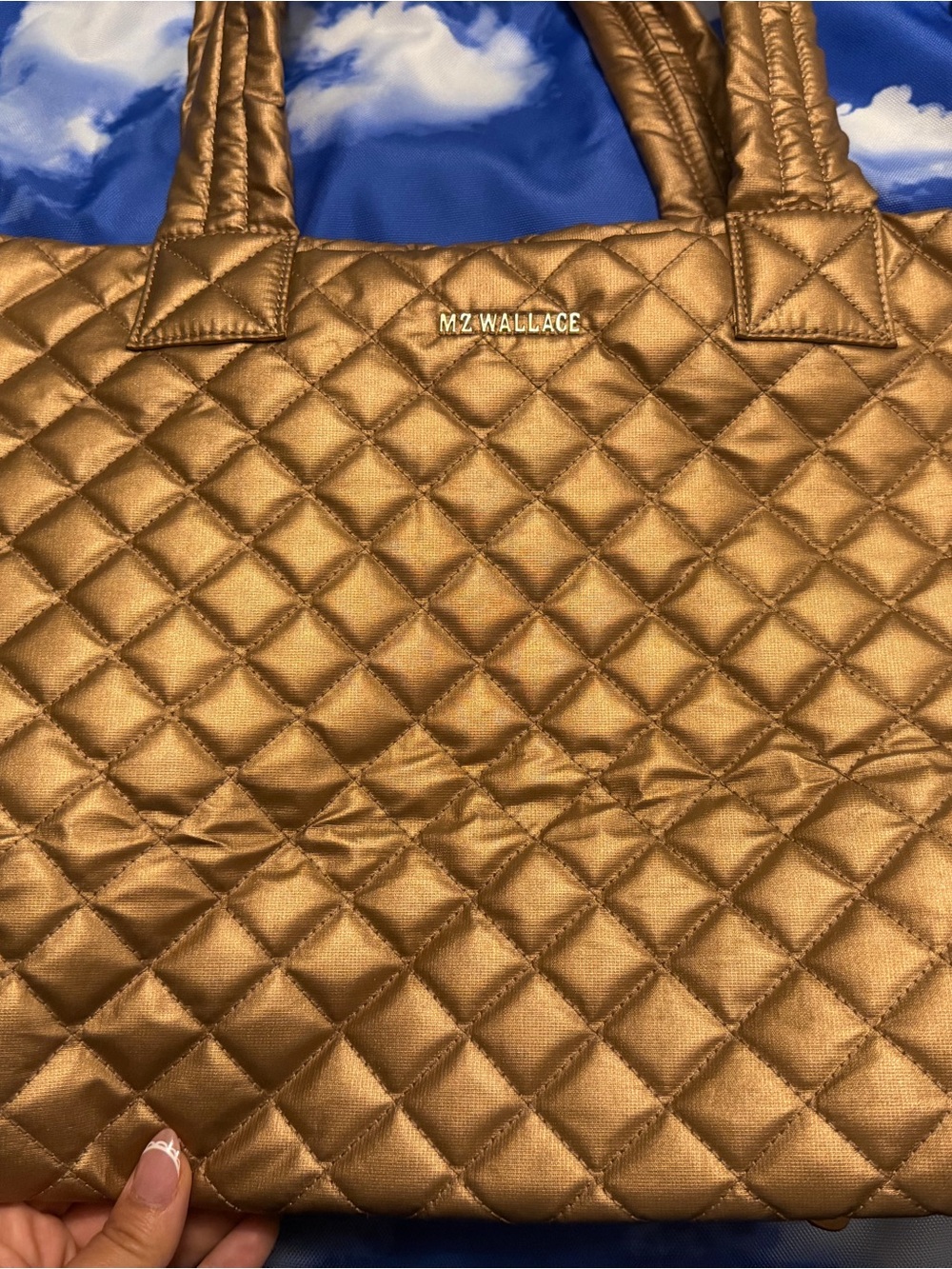 MZ WALLACE Metallic Gold Quilted Medium Metro Tote Deluxe
